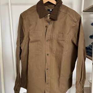 Frye Tan Shirt Jacket with Corduroy Collar